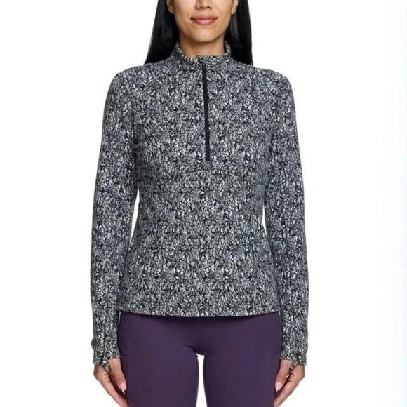 NWOT Spyder Active Women's M Black & White Camo Pullover Fleece Sweatshirt Mock - Picture 1 of 11
